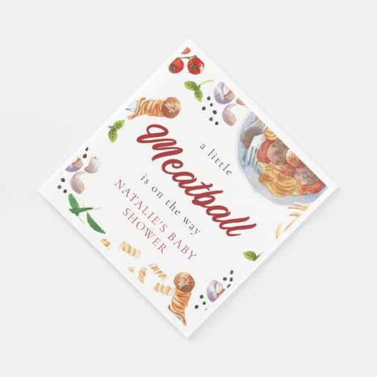 水の色のミートボールイタリアンベビーシャワー スタンダードランチョンナプキン (角)