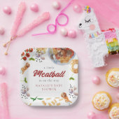 水の色のミートボールイタリアンベビーシャワー ペーパープレート (パーティー)