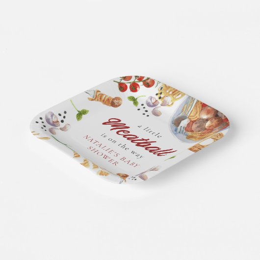 水の色のミートボールイタリアンベビーシャワー ペーパープレート (傾斜あり)