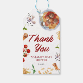 水の色のミートボールイタリアン赤ちゃんシャワーの好意 ギフトタグ