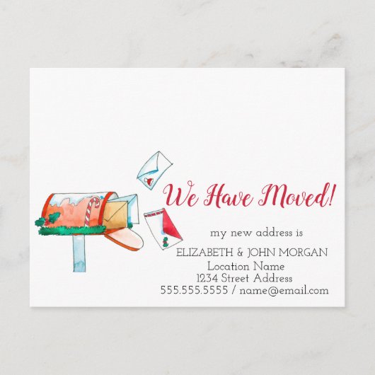 水の色のメールボックスのクリスマス移動 案内ポストカード (正面)