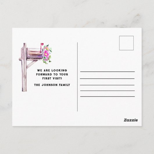 水の色のメールボックス我々は発表を移動 ポストカード (裏面)