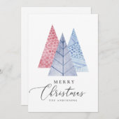 水の色のモダンシンプル幾何学的クリスマスツリー シーズンカード (正面/裏面)