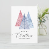 水の色のモダンシンプル幾何学的クリスマスツリー シーズンカード (スタンド正面)