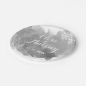 水の色のモダンスプラッシュ灰色の冬の結婚式 ペーパープレート (アングル)