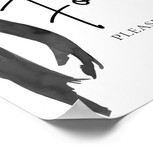 水の色のモダン弓のエレガント食品の看板 ポスター (角)