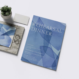 水の色のモダン形状リハーサルディナー 招待状