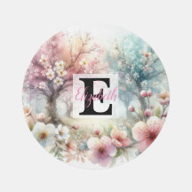 水の色のモノグラム名パステルの花Th