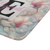 水の色のモノグラム名パステルの花Th カッティングボード (角)