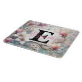 水の色のモノグラム名パステルの花Th カッティングボード (角)