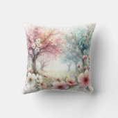 水の色のモノグラム名パステルの花Th クッション (裏面)