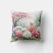 水の色のモノグラム名パステルの花Th クッション (裏面)