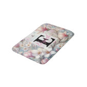 水の色のモノグラム名パステルの花Th バスマット (アングル)