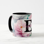 水の色のモノグラム名パステルの花Th マグカップ (正面左)