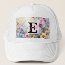 水の色のモノグラム名花パステル キャップ