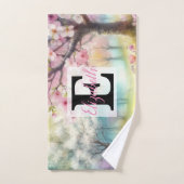 水の色のモノグラム名花パステル バスタオルセット (ハンドタオル)