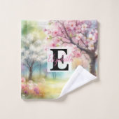 水の色のモノグラム名花パステル バスタオルセット (ウォッシュタオル)