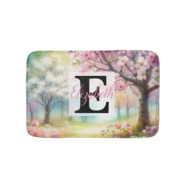 水の色のモノグラム名花パステル バスマット