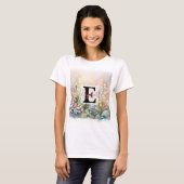 水の色のモノグラム名花パステル Tシャツ (正面フル)