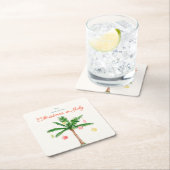 水の色のヤシの木のクリスマス7月BBQ夏パーティー スクエアペーパーコースター (インサイチュ)