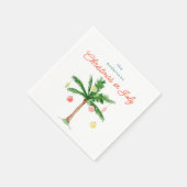 水の色のヤシの木のクリスマス7月BBQ夏パーティー スタンダードカクテルナプキン (角)