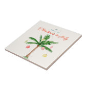 水の色のヤシの木のクリスマス7月BBQ夏パーティー タイル (側面)