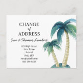 水の色のヤシの木のビーチアドレスの変更 案内ポストカード (正面)