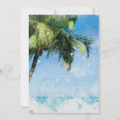 水の色のヤシの木のブライダルシャワー招待 招待状 (裏面)