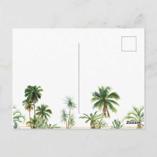 水の色のヤシの木の移動のお知らせ ポストカード (裏面)