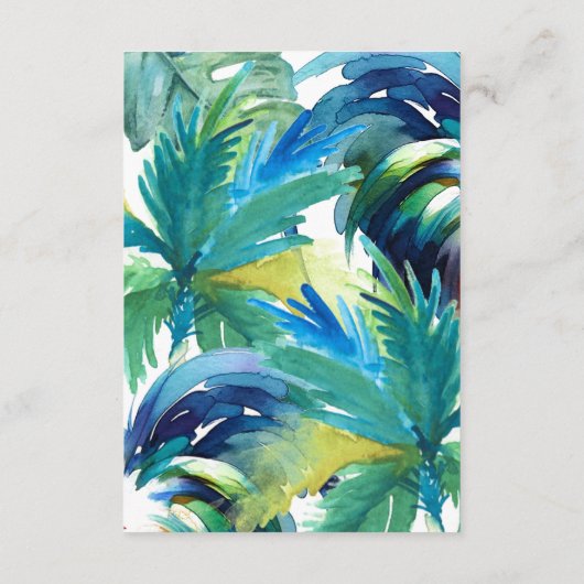 水の色のヤシの木の結婚ウェブサイト挿入カード エンクロージャーカード (裏面)