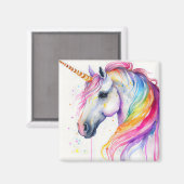 水の色のユニコーンとRianbow Mane マグネット (正面/裏面)