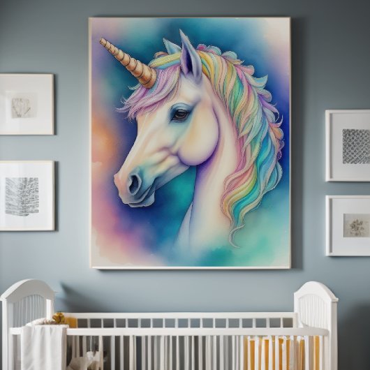 水の色のユニコーンソフトパステルV ポスター