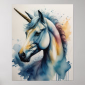 水の色のユニコーン柔らかいミュート色IV ポスター (正面)