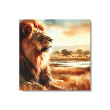 水の色のライオンのサバンナ