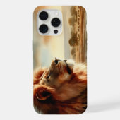 水の色のライオンのサバンナ iPhoneケース (裏面)