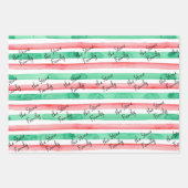 水の色のラインストライプの美的カスタムな ラッピングペーパーシート (正面2)