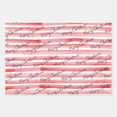 水の色のラインストライプの美的カスタムな ラッピングペーパーシート (正面)