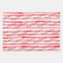 水の色のラインストライプの美的カスタムな ラッピングペーパーシート