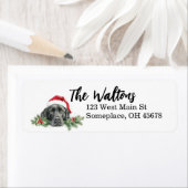 水の色のラブラドールドッグインサンタハット ラベル (インサイチュ)