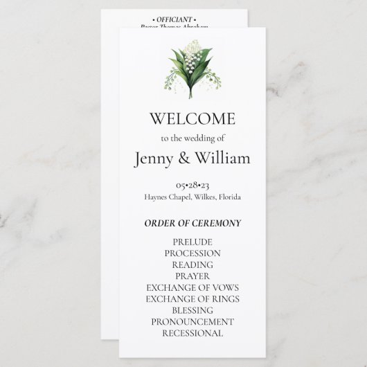 水の色のリリーの谷のブライダル結婚 (正面/裏面)