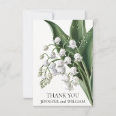 水の色のリリーの谷のブライダル結婚 サンキューカード (正面)