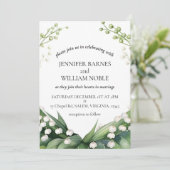 水の色のリリーの谷のブライダル結婚 招待状 (スタンド正面)