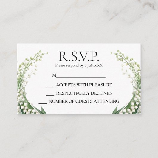 水の色のリリーオブザバレーブライダルウェディングパーティー エンクロージャーカード (正面)