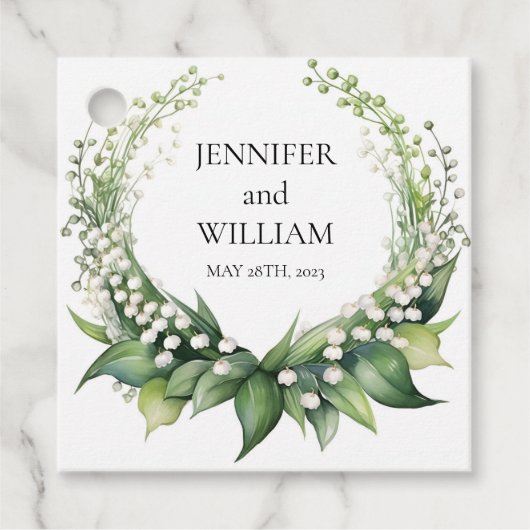 水の色のリリーオブザバレーブライダルウェディングパーティー フェイバータグ (正面)