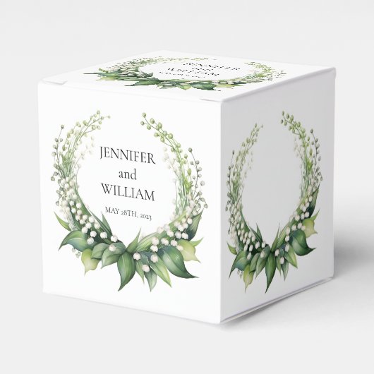 水の色のリリーオブザバレーブライダルウェディングパーティー フェイバーボックス (正面サイド)