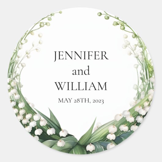 水の色のリリーオブザバレーブライダルパーティ ラウンドシール (正面)