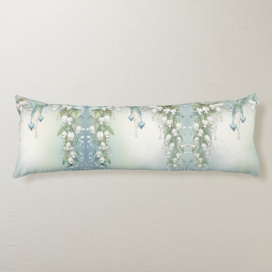 水の色のリリーオブザバレー抱き枕 ボディピロー (正面)