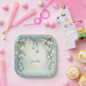 水の色のリリーオブザバレー紙プレート ペーパープレート (パーティー)