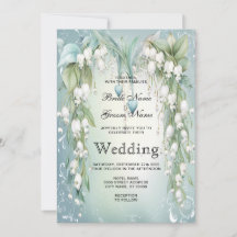 水の色のリリーオブザバレー結婚式招待状