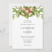 水の色のリンゴの枝結婚付き 招待状 (正面)